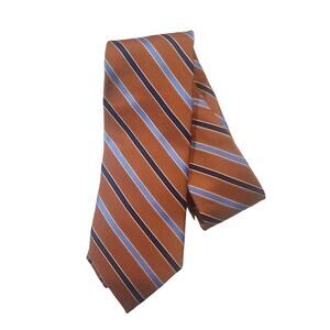 Jos A Bank Heritage Collection Orange Blue Diagnol Stripe 100% Silk Tie